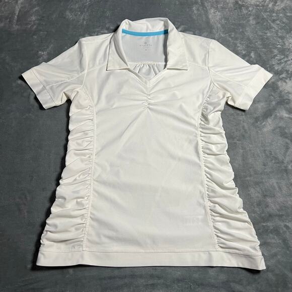 Athleta Tops - Athleta V-Neck Birdie Ruched Polo Top Size S Golf Tennis Pickle Ball Active